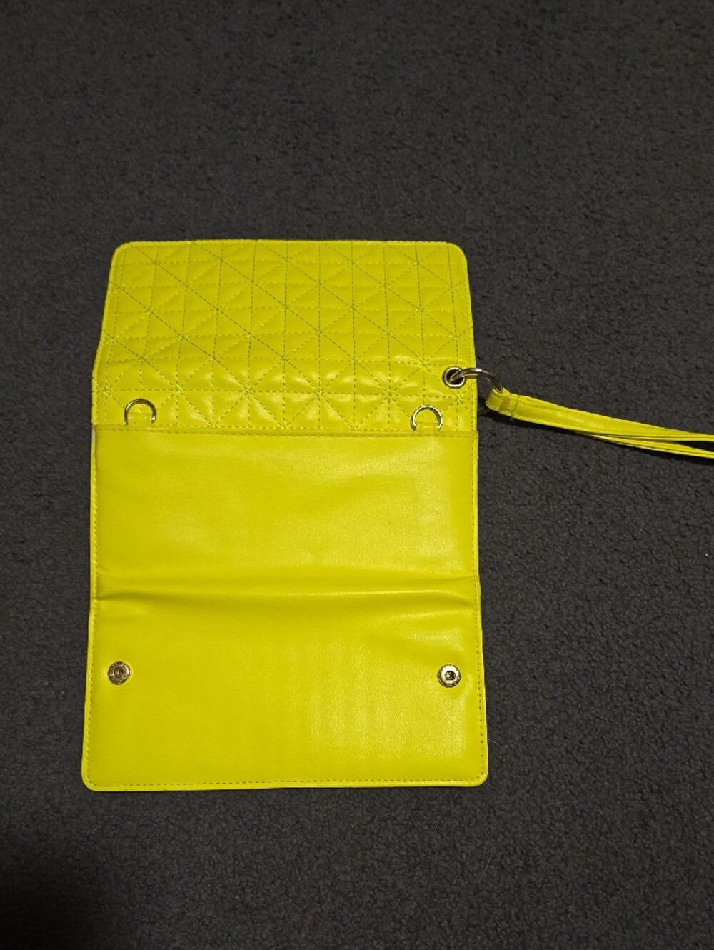 Neon Yellow Quilted Wristlet Wallet - Picture 6 of 6